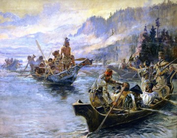 Lewis y Clark en la Baja Columbia 1905 Charles Marion Russell Pinturas al óleo